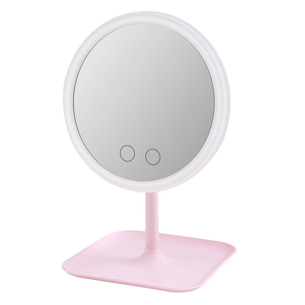 USB Rechargeable LED Adjustable Daylight Cosmetic Makeup Mirror Desktop Lamp Smart Fill Light Beauty Dormitory Make Up Mirror: Pink Three Colors