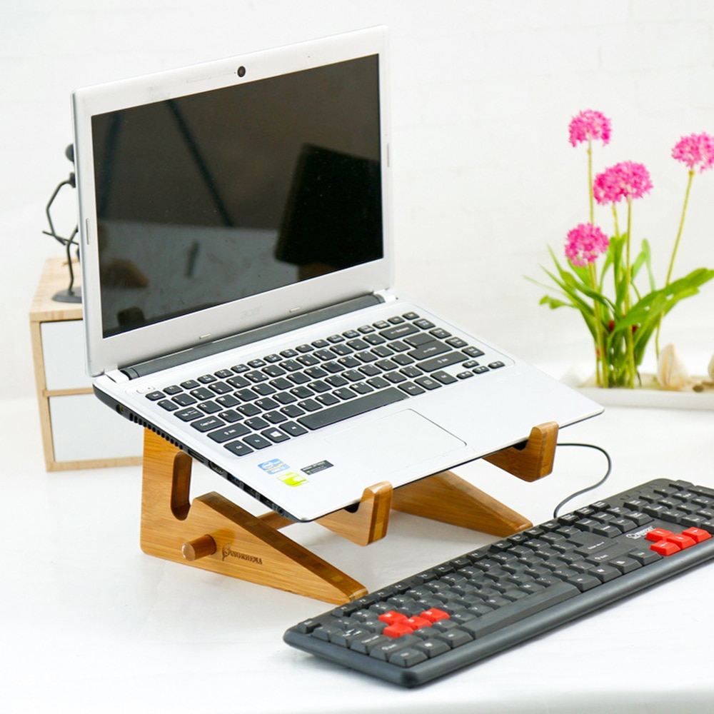 Wood Laptop Stand Increased Height Stand For Macbook Pro Air 13 IPad Pro Vertical Base Cooling 17.3 15.6 14 Inch Notebook Holder