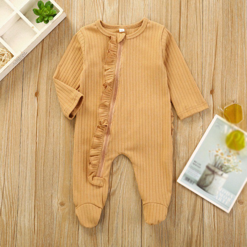 Neue Neugeborenen Baby Mädchen Junge Footed Sleeper Strampler Solide Zipper Kleidung Outfits winter spielanzugoverall mamelucos invierno: K / 6m