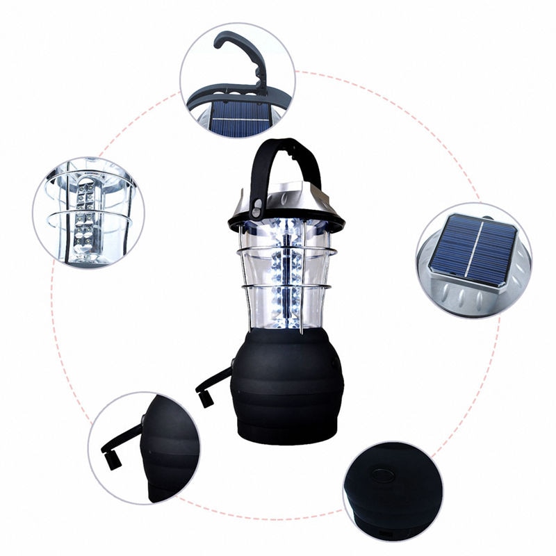 Solar Lantaarn 5 Modus Hand Crank Dynamo 36 Led Oplaadbare Camping Lantaarn Noodverlichting, ultra Heldere Led Lantaarn-Camping