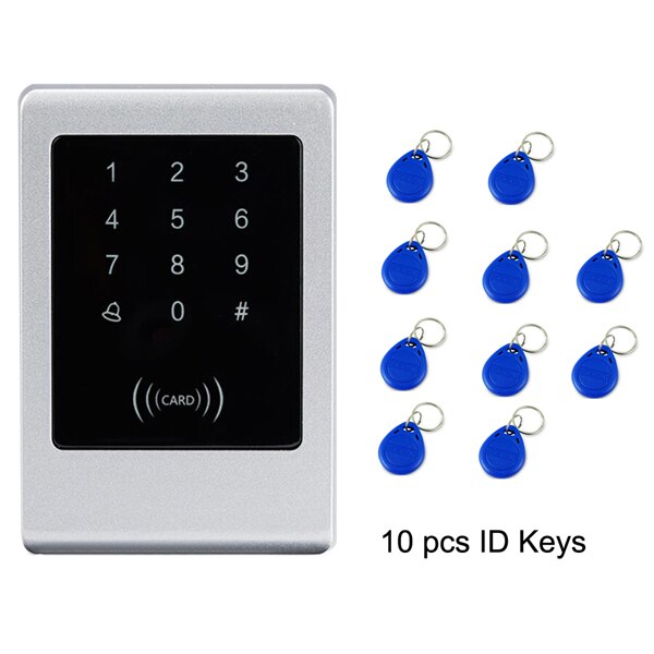 Waterdichte 125 Khz Rfid Toegangscontrole Touch Metalen Smart Keyless Slot Kaartlezer Elektronische Deurslot Gate Opener: AC and 10 Keys