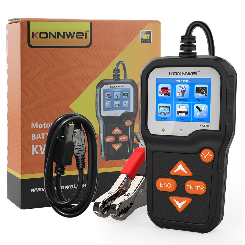 KONNWEI KW650 Car Battery Load Tester 12V 6V Car Battery System Analyzer OBD2 Scanner Charging Cranking Test Tools