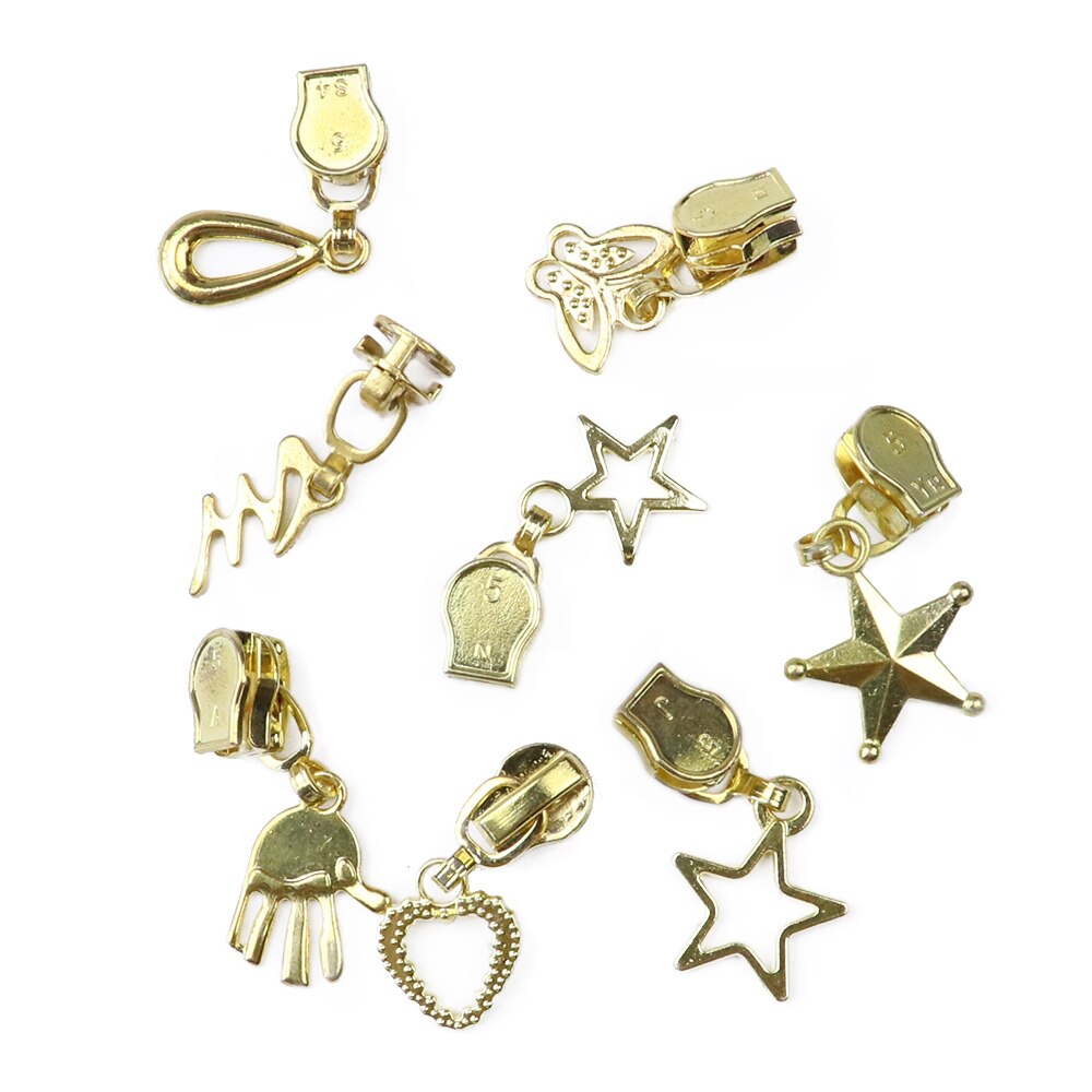 Cremalleras de Metal con cierre automático para ropa, accesorios de costura, 6 piezas, 5 #