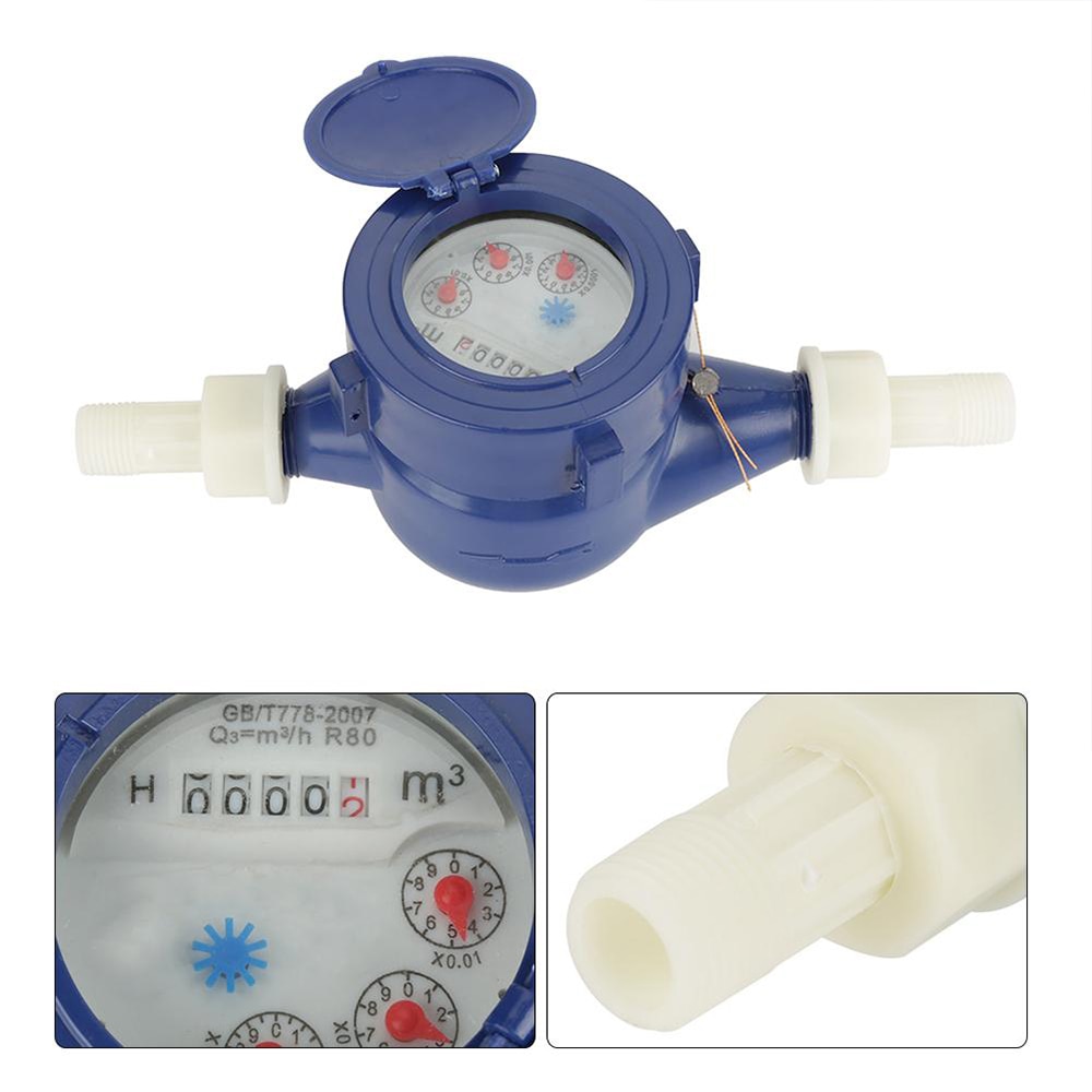 Arrived Water Meter DN15 Plastic 360° Adjustable Rotary Single Water Counter Flow Wet Table Measuring Tool For Garden Home