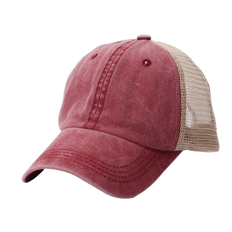 Tennis Baseball Cap Retro Stijl Gewassen Katoen Mesh Strapback Hoed Hoofddeksels Outdoor Sportkleding met Verstelbare Rug Sluiting: 3