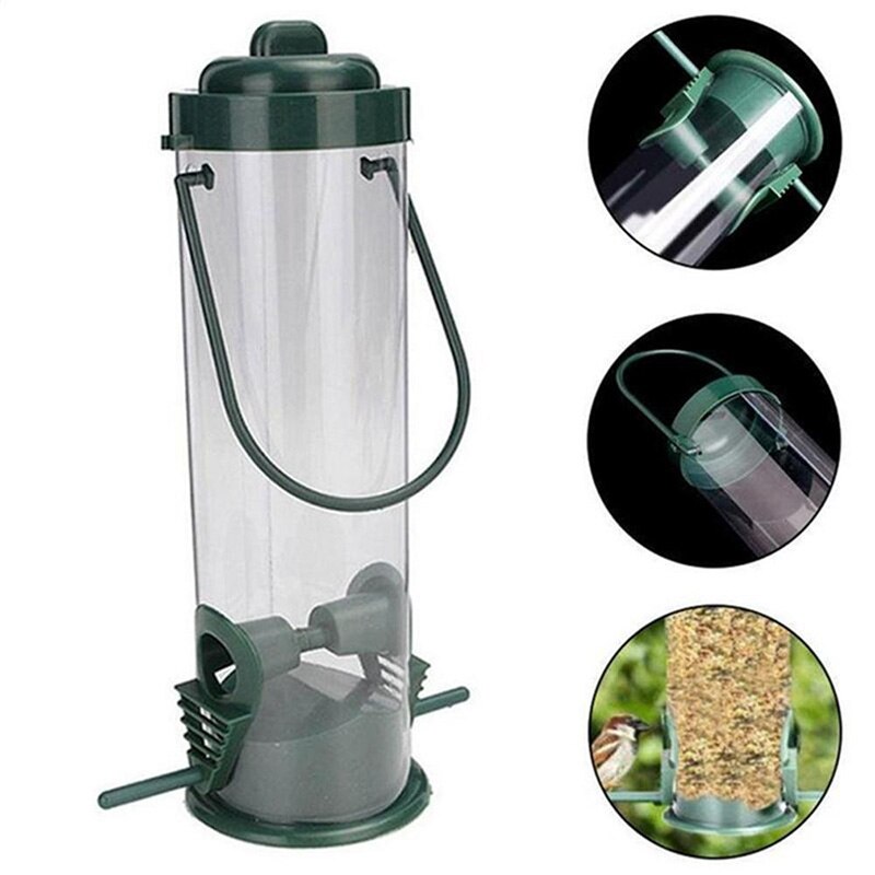 Kæledyr feeder fugle foderautomater foderstation hængende have fugle mad dispenser feedere udendørs plast træ haven dekoration