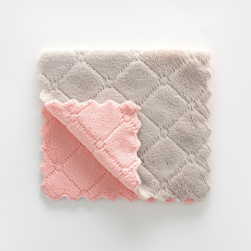 Microfiber kitchen cleaning cloth Non-sticky Easy to clean dishcloth kitchen tools Kitchen accessories: Pink gray 1pcs