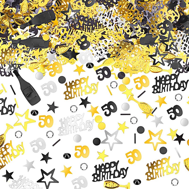 Confettis décoratifs en nombres or, noir et argent, fournitures de Table pour fête d'anniversaire, 30e 40e 50e 60e anniversaire