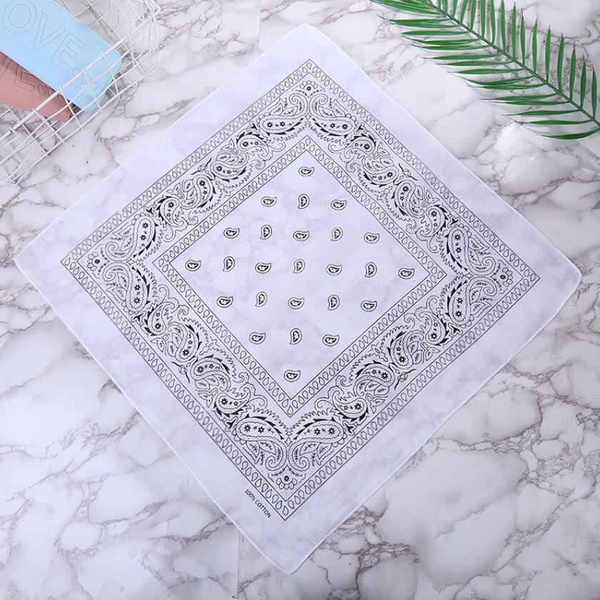 Hoofdband Unisex Mode Katoenen Bandana Vierkante Sjaal Voor Vrouwen Mannen Hoofdband Hoofddeksels Dubbelzijdig Hoofd Wrap Haaraccessoires: WHITE