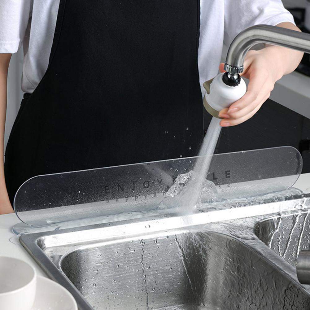 Transparent Reusable Sink Water Splash Guard Delicate Printed Effective Water Retention Bathroom Waterproof Screen
