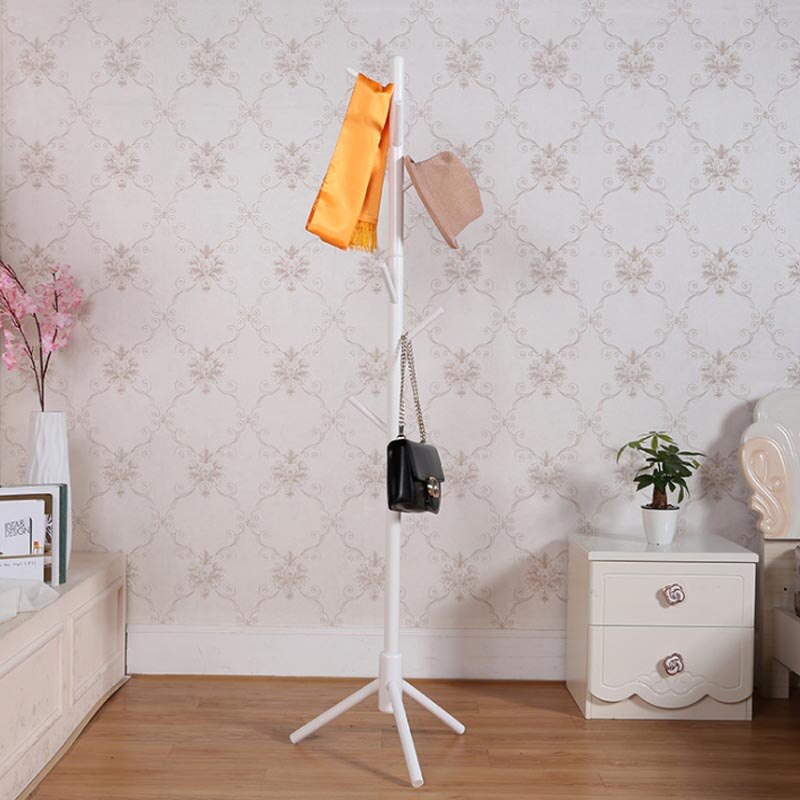 Perchero de madera Premium de pie con 8 ganchos, Perchero de tronco de árbol, abrigos, sombreros, bufandas, bolsos de ropa: white