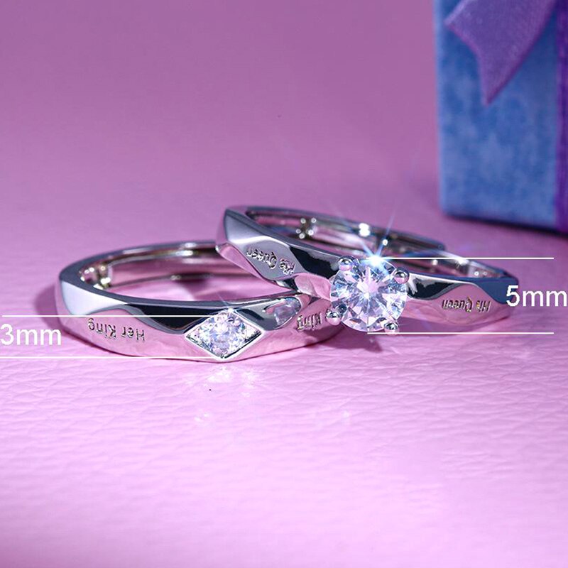 Sie König Seine Königin Paar Hochzeit Ringe Für Frauen Männer Strass Engagement Bands Valentinstag Schmuck