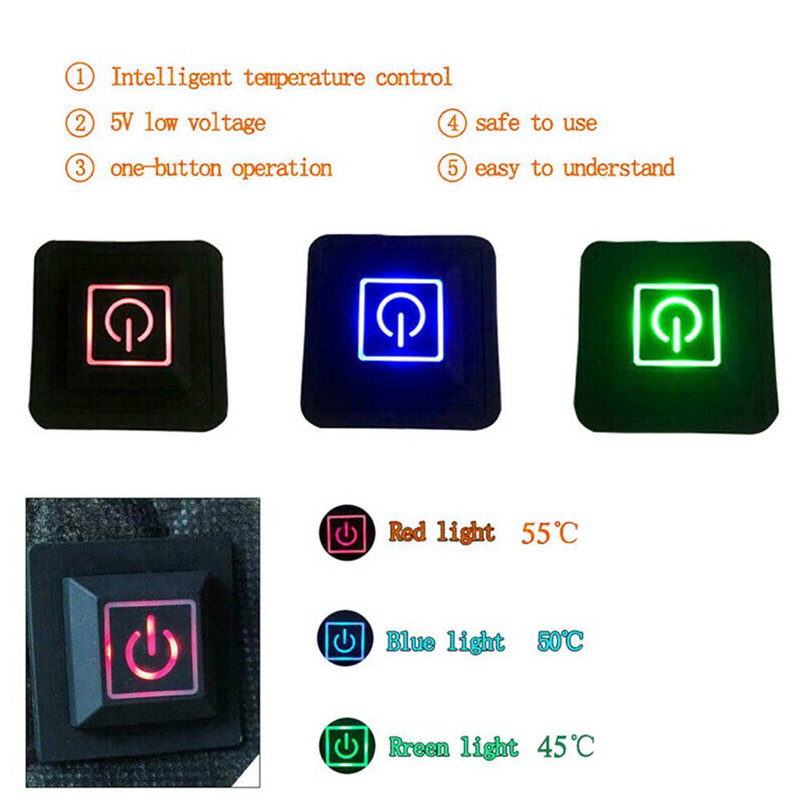 Safe USB Electric Heated Jacket Heating Pad Outdoor Themal Warm Winter Heating Vest Pads For DIY Heated Clothing