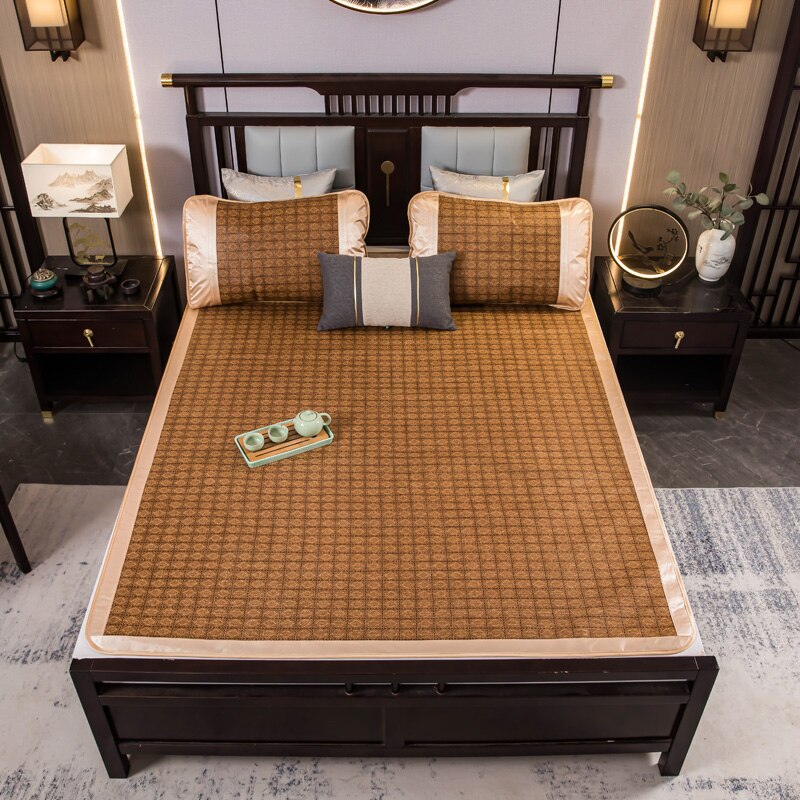 Juego de sábanas ajustadas con rejilla, alfombra moderna de ratán/paja de café, colcha de fibra de celulosa regenerada para dormir, para verano,: small grid / 190x90cm 2pcs
