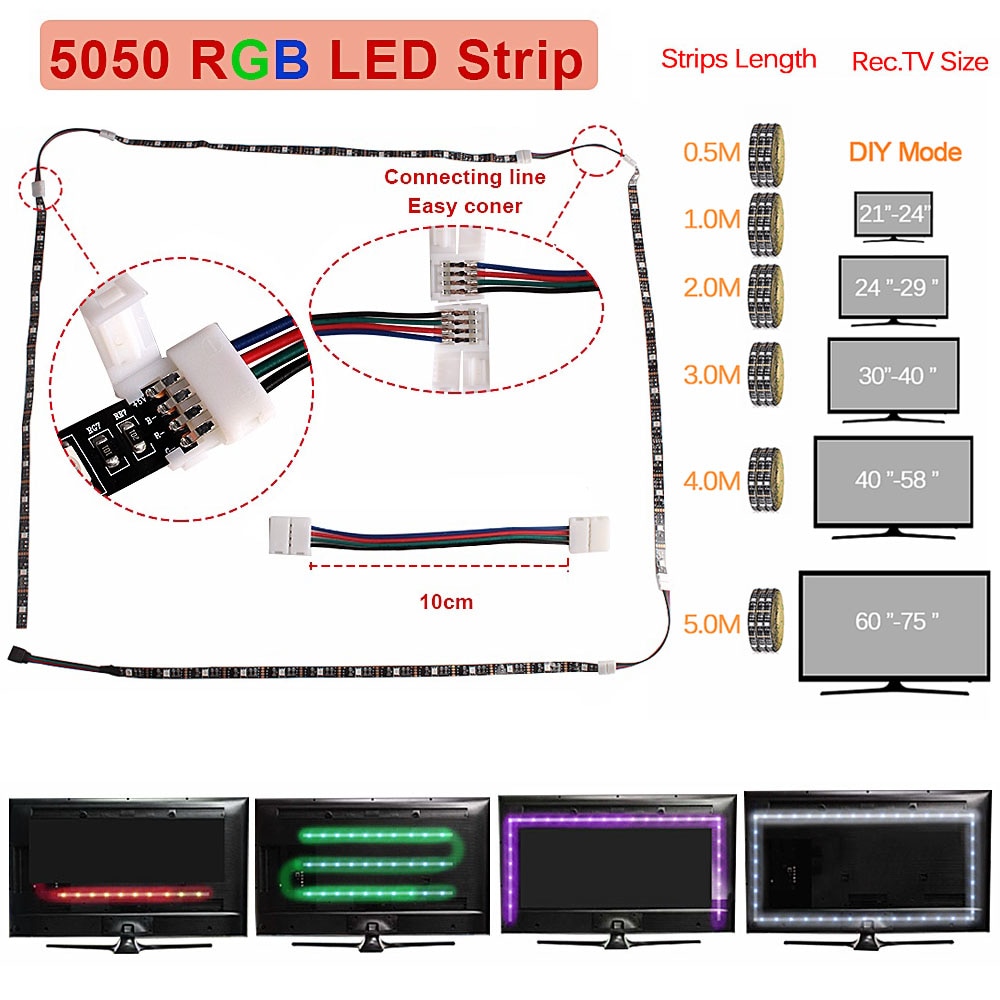 Bluetooth RGB LED Strip Licht SMD5050 5M 1M 2M 3M 4M 0.5M Diode Tape flexibele Neon Ledstrip Lint LED Strip USB 5V TV Backlight