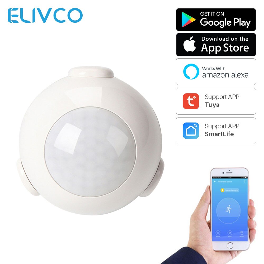 Tuya Smart WiFi PIR Motion Sensor Human Body Sensor Detector Smart Home Safety Alarm System SmartLife APP Works With Alexa