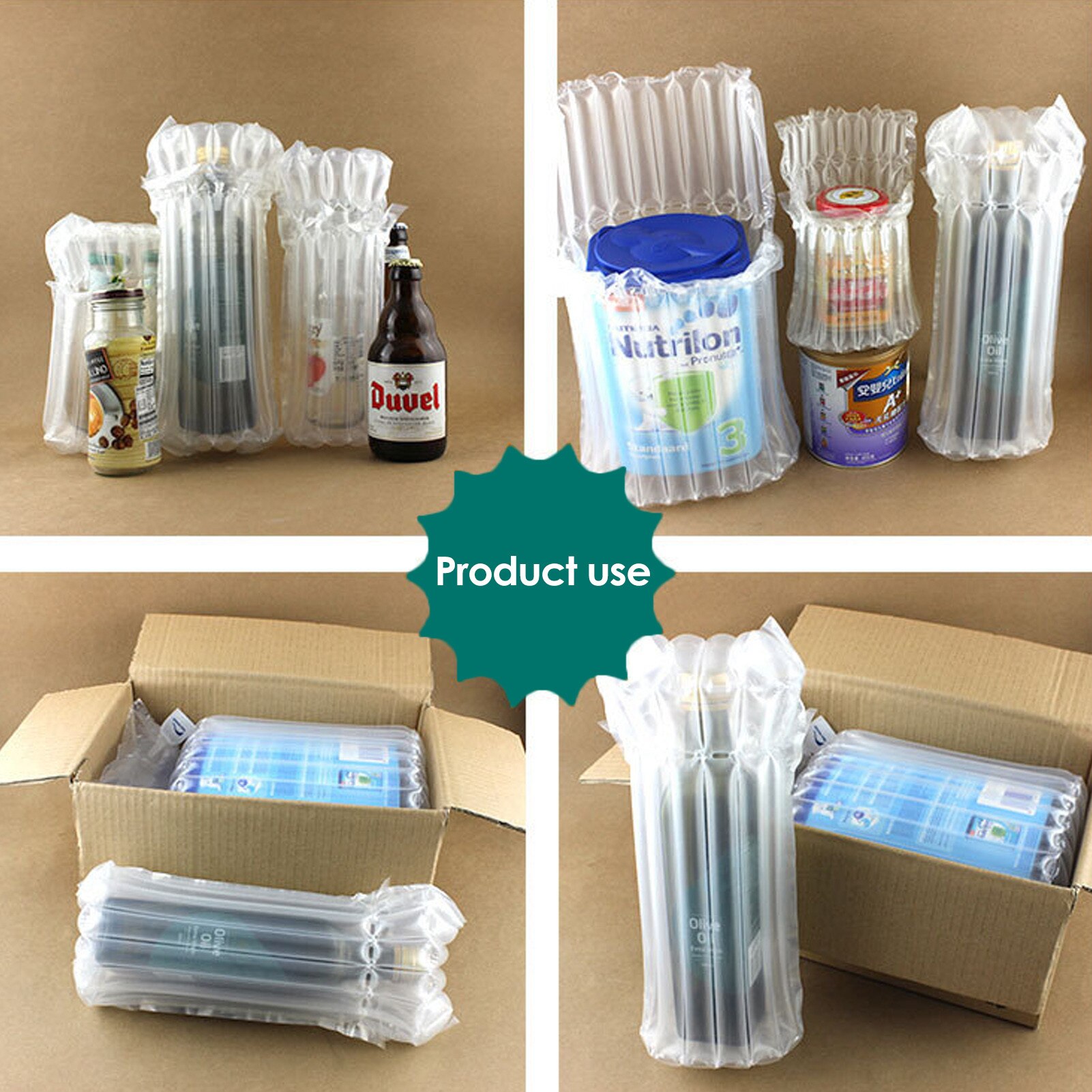 Luftpelare bubbla wrap rullbuffert uppblåsbar skyddsväska krockkudde kudde packning bräckligt glasflaskskydd