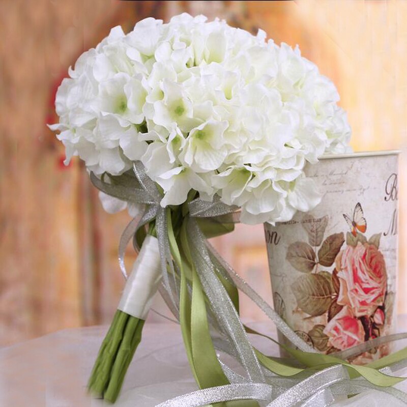 Buque De Noiva Romantic Holding Flowers Laurustinu with Ribbon Bridal Bouquet for Bridesmaids Flower Girl