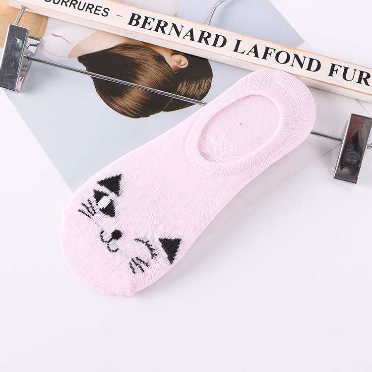 Ljiqq 5 paar lente zomer enkelsokken dames smile cat sokken koreaanse stijl cartoon katoenen damessokken: A