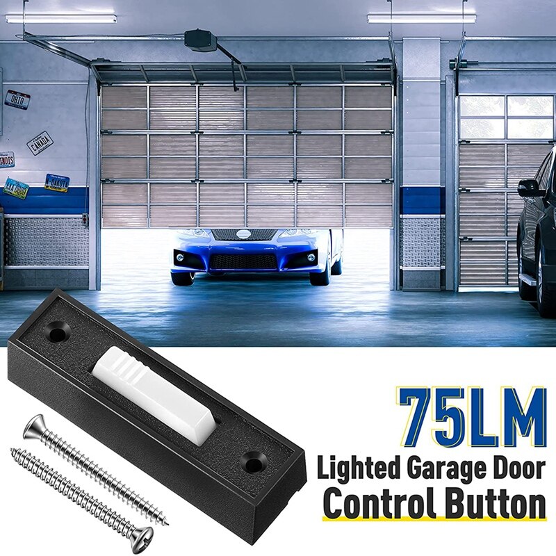 Universele Garagedeuropener Schakelaar 41A4166 Wired Verlichte Muur Gemonteerd Drukknop Zwarte Afwerking Met Witte Center Knop