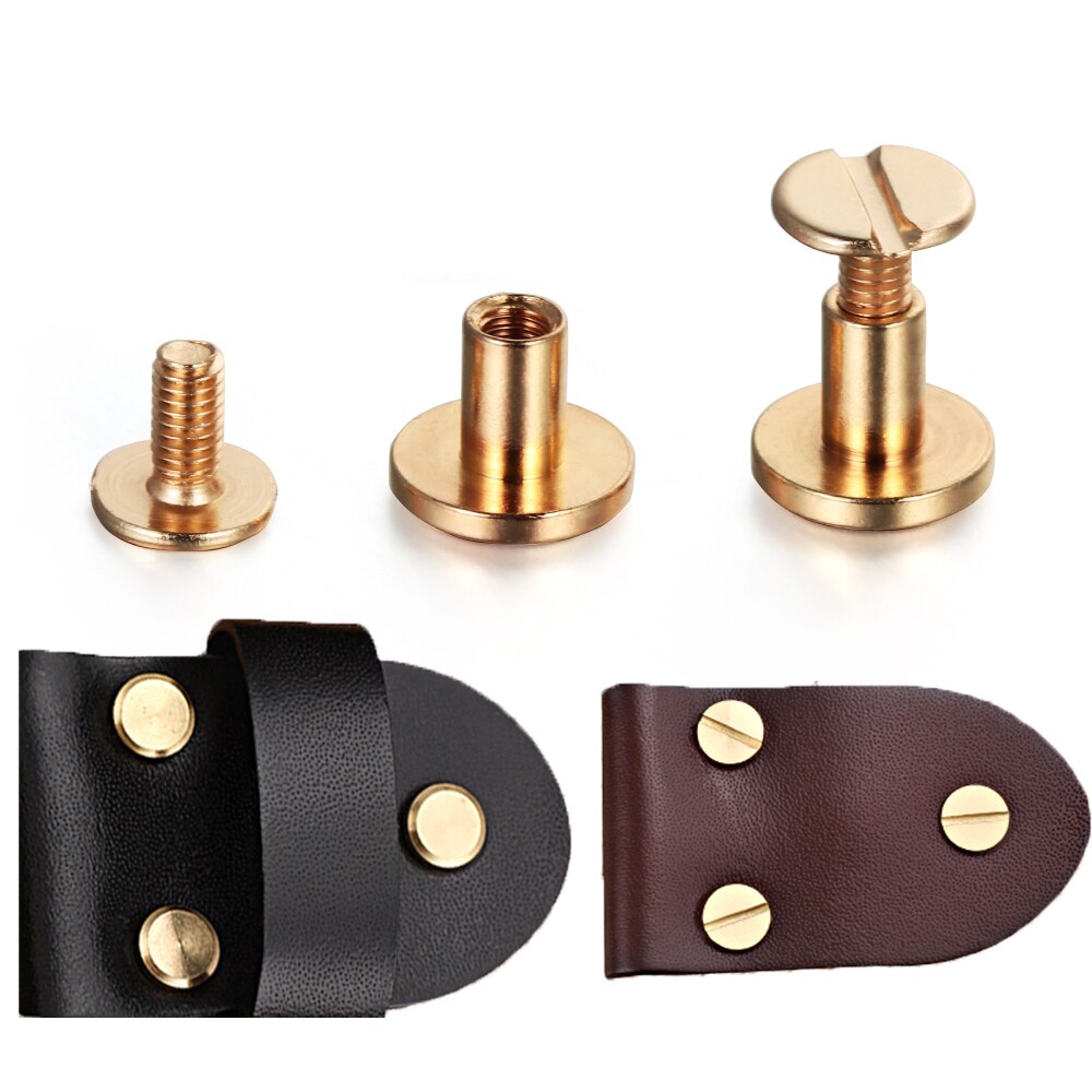 10Pcs 5/6.5/8Mm Diy Band Klinknagels Schroef Leather Craft Solid Nail Bolt Boekhouding Ronde Kop Schroeven Bagage Craft Messing nail