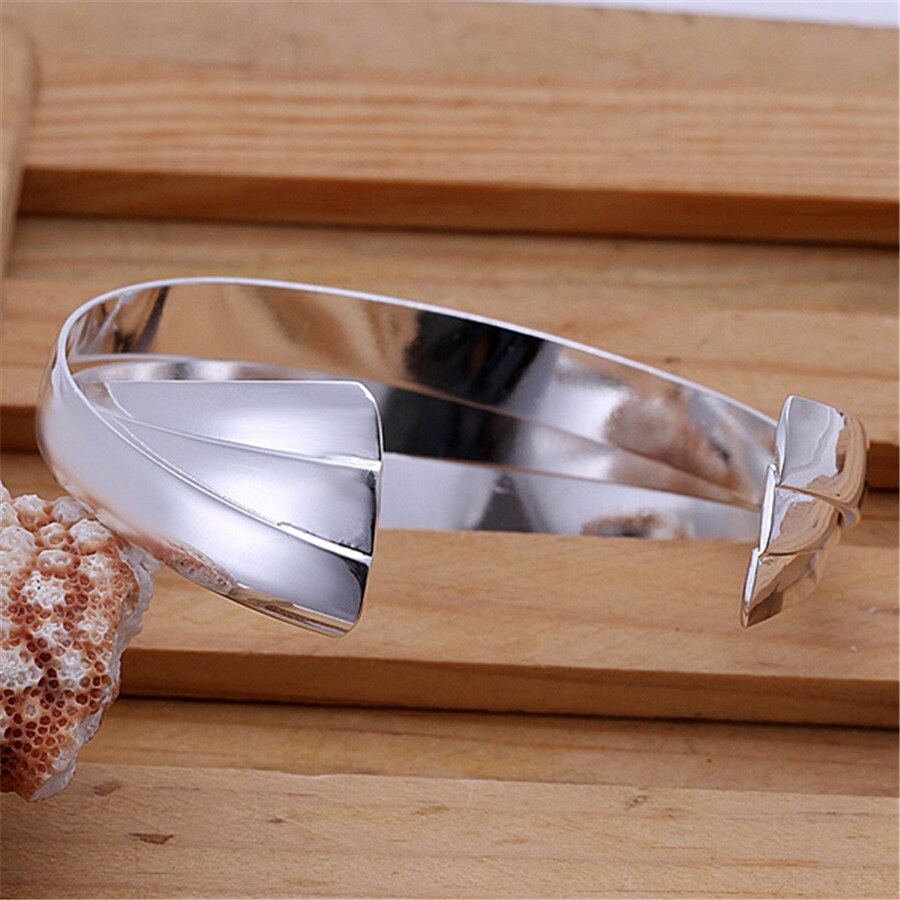 925 sterling silver bracelets for women, retro weave bangle jewelry, wedding, party, christmas, girl, student