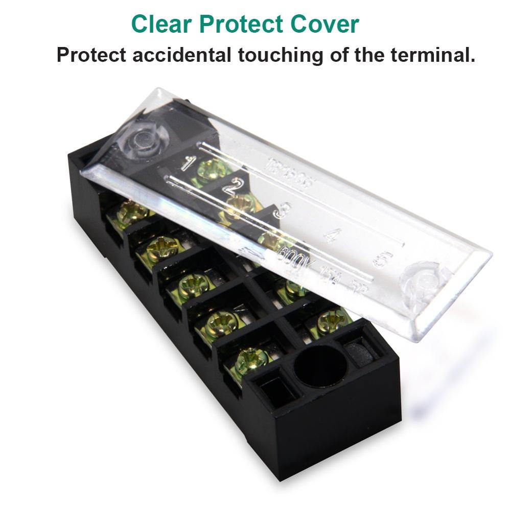 Terminal Block 8 Positions 600V 25A Dual Row Screw Terminals Strip Cover 400V 25A Pre-Insulated Terminal Barrier Jumper Strips