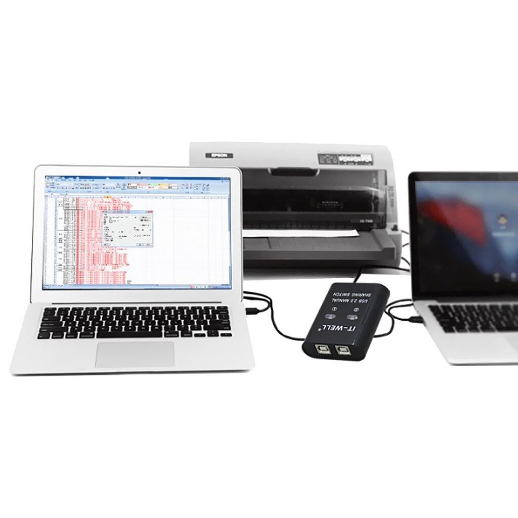 USB 2.0 Manual Sharing Switch KVM Selector 2 Port HUB For PC Scanner Printer