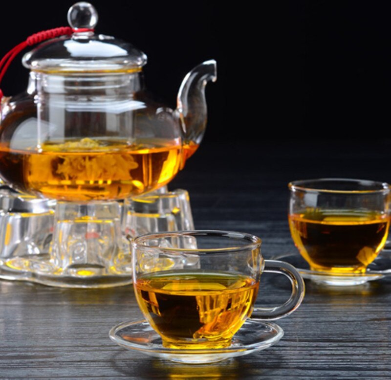 Glazen kopje kleine theekop kungfu theeset met bord met handvat glazen kom kopje theekopjes