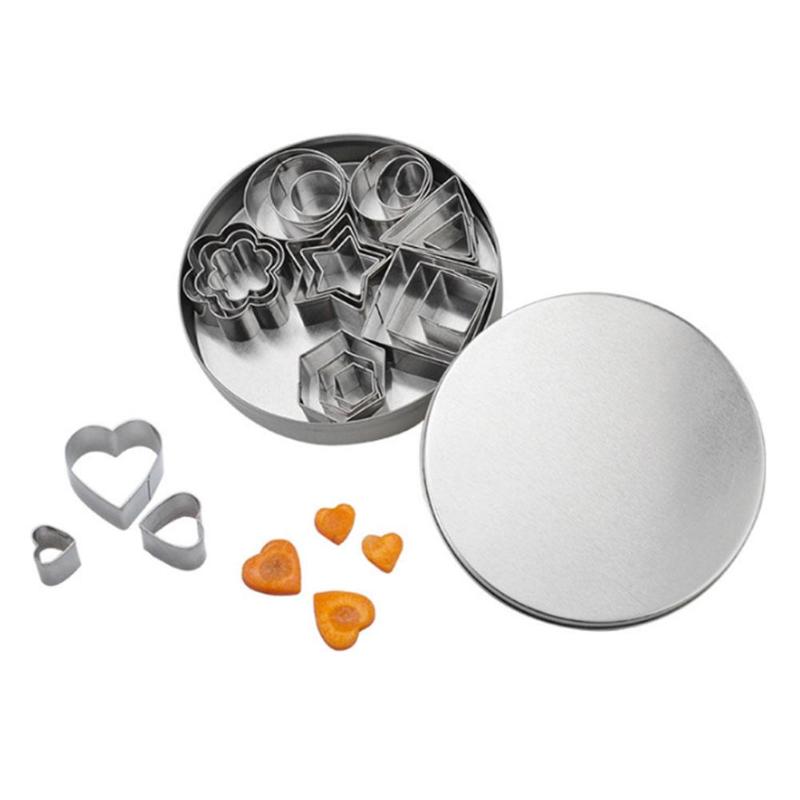 Geometrische Vormige Cookie Cutter Set 24 Vierkante Hart Driehoek Ronde Bakken Cutter Rvs Metalen Biscuit Cutter Mallen