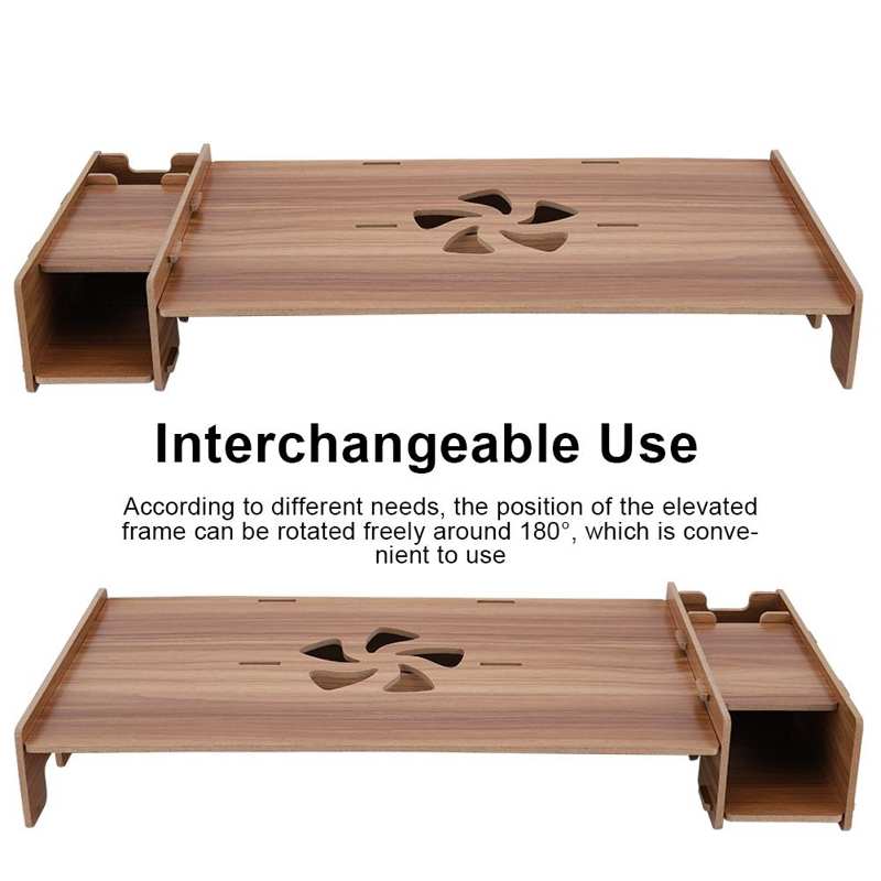 DIY Office Home Laptop Storage Wooden Rack Desktop Monitor Riser PC Laptop Stand Organizer Monitor Holder