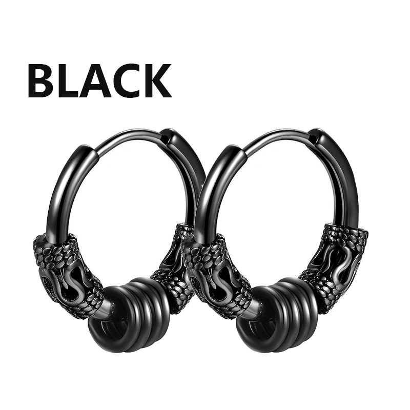 1 paire de boucles d'oreilles gothiques Punk en acier inoxydable pour hommes et femmes, Hip Hop Rock Vintage motif Dragon, cercle, bijoux: Couleur jaune clair