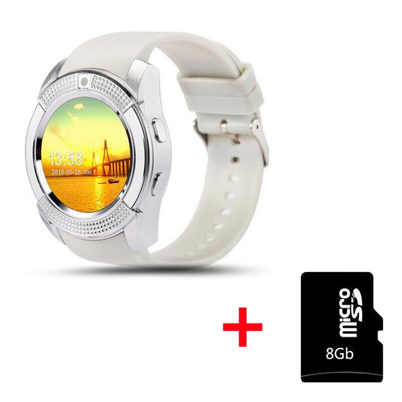 Männer V8 Interaktive Musik Smart Uhr Antwort Call Dial Call-Support TF Sim Karte Sport Smartwatch Armband Mit Kamera VS DZ09: V8 white 8G Card-11