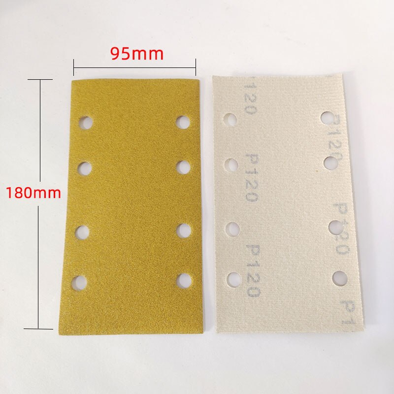 Rectangular Sandpaper 95/180mm 8-Hole Self-adhesive Flocking Back Velvet Sander Sanding Putty Sandpaper