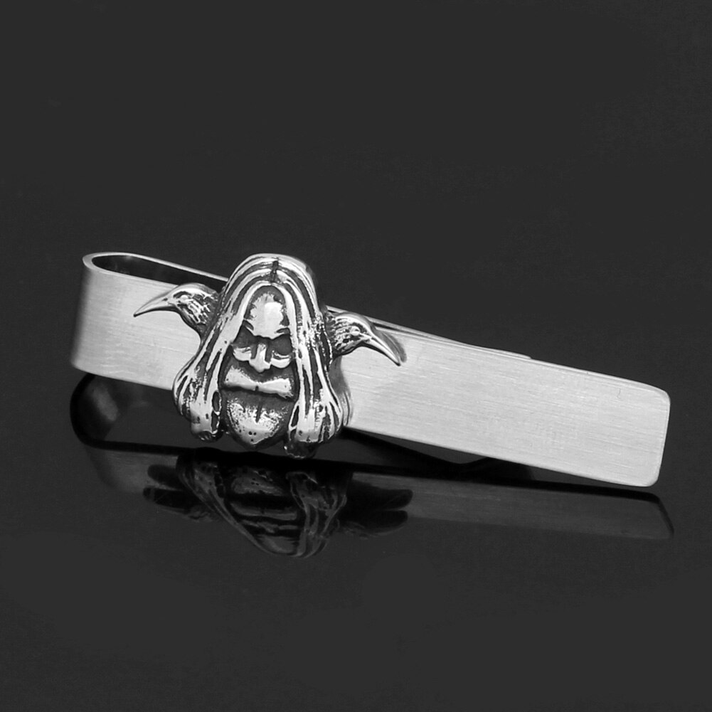 Stainless steel Nordic viking odin wirh raven amulet rune Tie Clips with Valknut bag