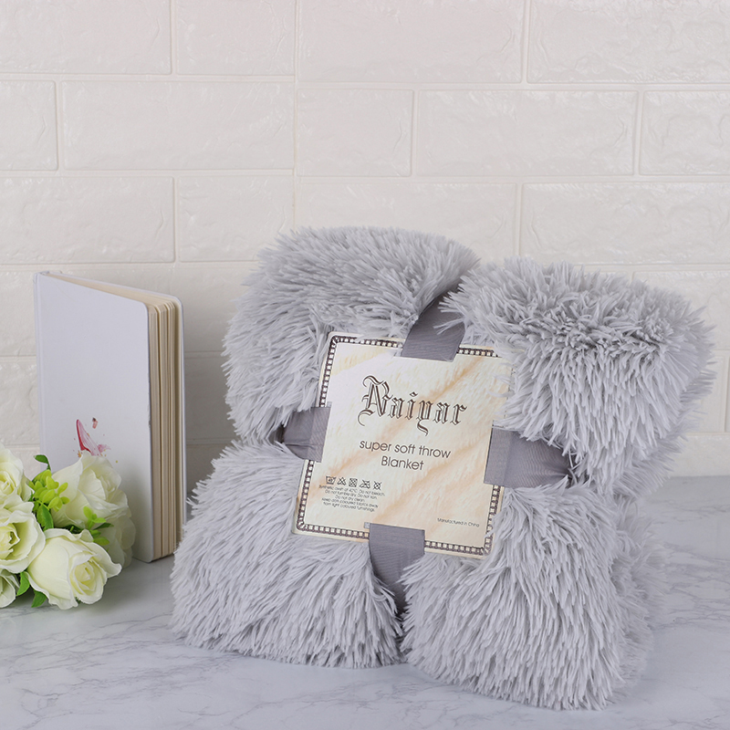 Couverture en fourrure douce couverture longue Shaggy floue fausse fourrure couverture canapé lit canapé couvertures confortable avec Sherpa moelleux: gray / 160-130cm