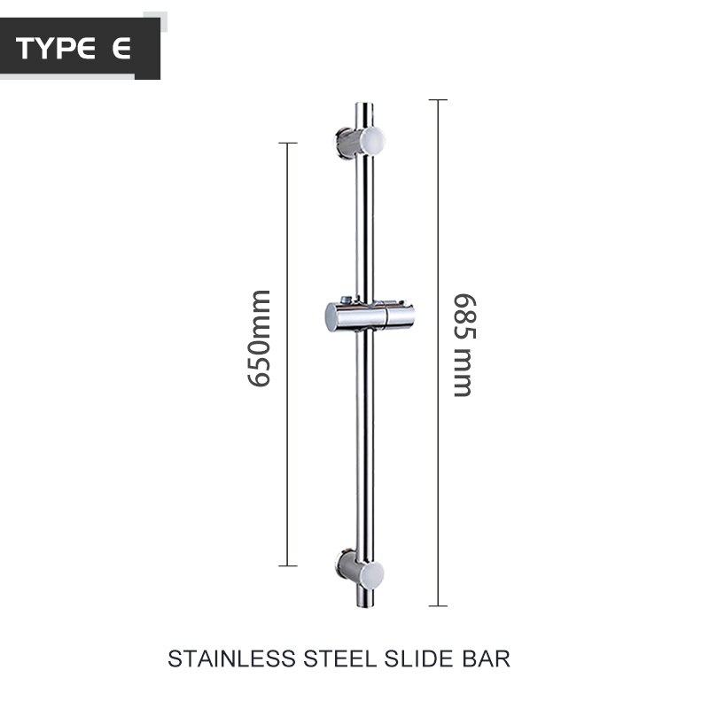 Shower Head Sliding Bar Wall Mount Shower Rail Slide Bar Silver Chrome Finished Adjustable Hand Hold Bracket Bathroom Shower Rod: E Slide Bar Only
