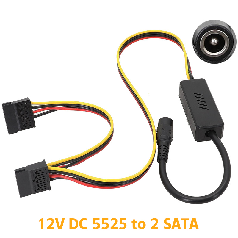 1pcs DC 5525 To SATA Hard Drive Power Supply Cable DC 12V To 4Pin Molex HDD Cable Step-down Voltage Regulator: Red