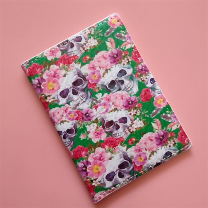 Mode Vrouwen Skull Paspoort Cover Reizen Paspoort Ticket Houder Cover Op Het Paspoort Case Paspoort Pouch: COFFEE