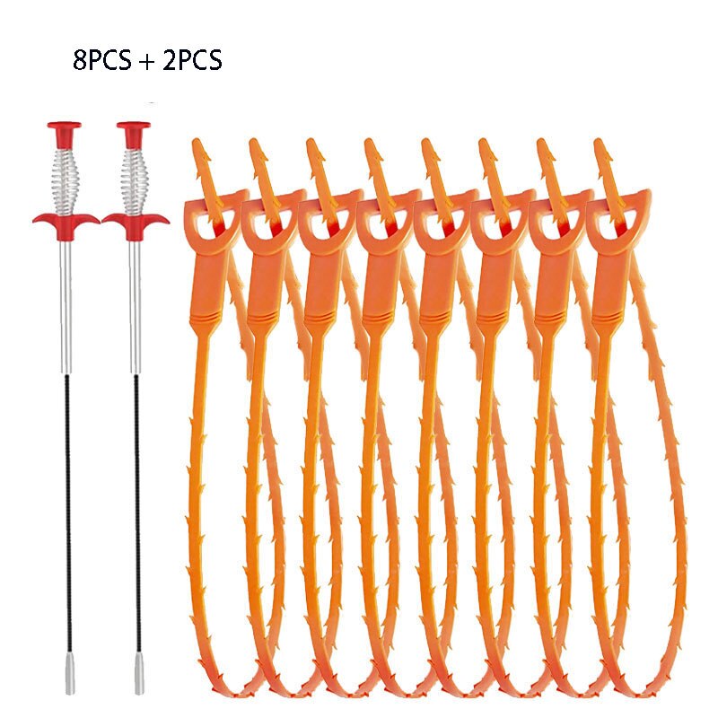 Pipe Dredger Clog Remover Tool Set Drain Clog Remover Hair Pipe Bathtub Shower Toilet Sink And Drain Cleaner Accessories: 10PCS