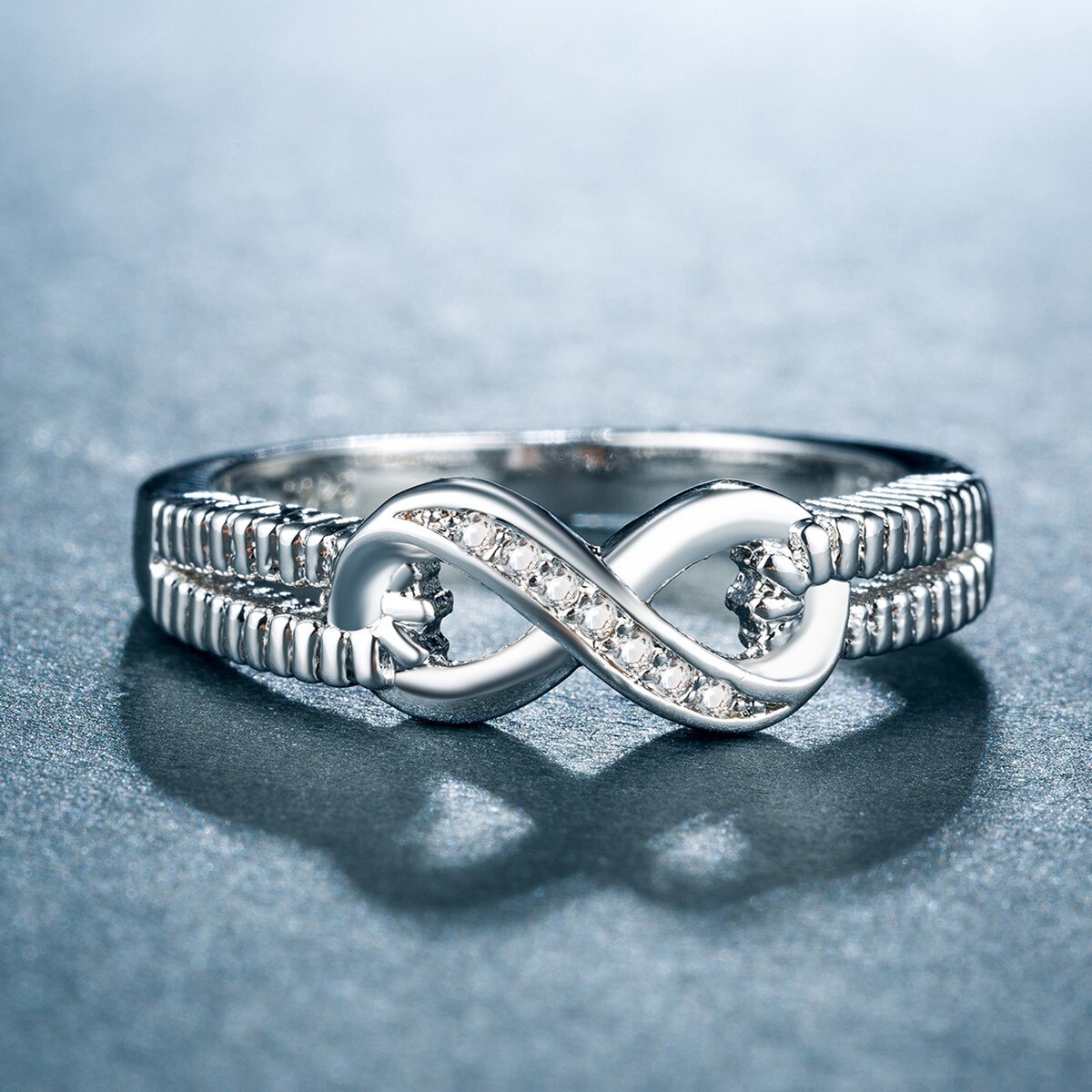 Anillos de de forma infinita para mujer, joyería de , ajustes de puntas exquisitas, anillos de circonita de cristal, joyería de compromiso de boda