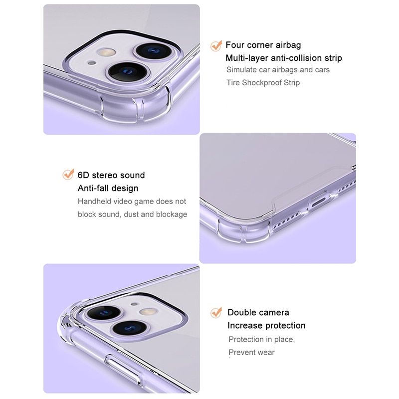 Funda de teléfono de silicona de lujo para iphone 11 Pro Xs max XR, funda a prueba de golpes para iphone X 6 7 8 Plus SE , funda trasera transparente