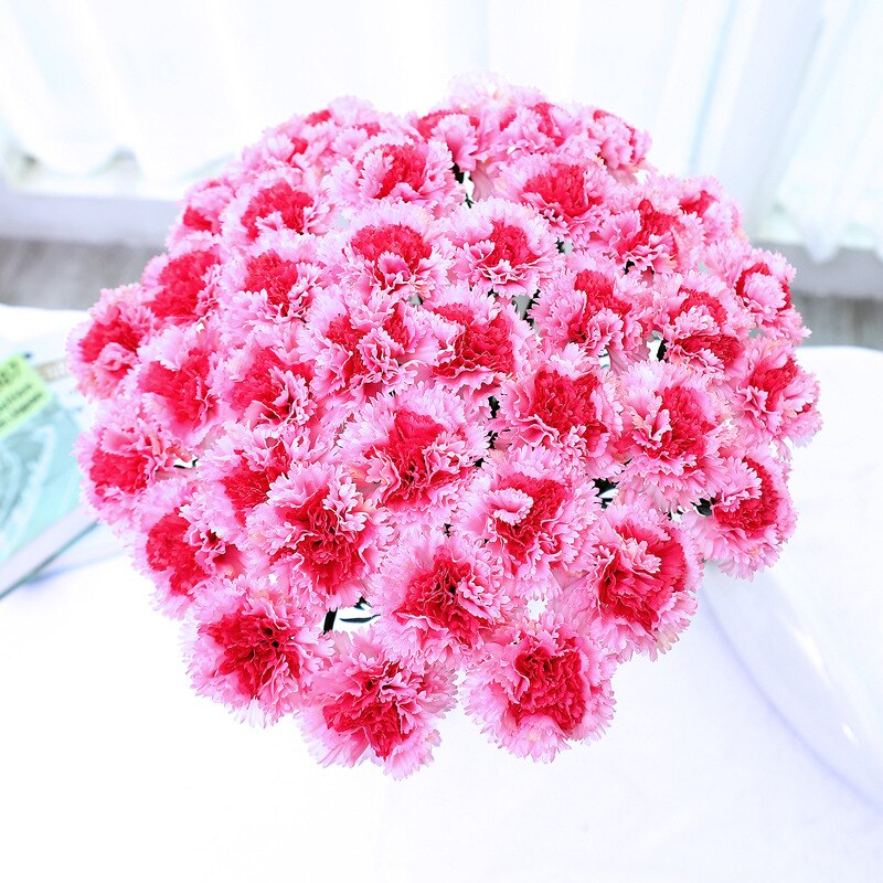 The simulation flower carnation single artificial flower decoration silk flowers on mother's day teacher's day