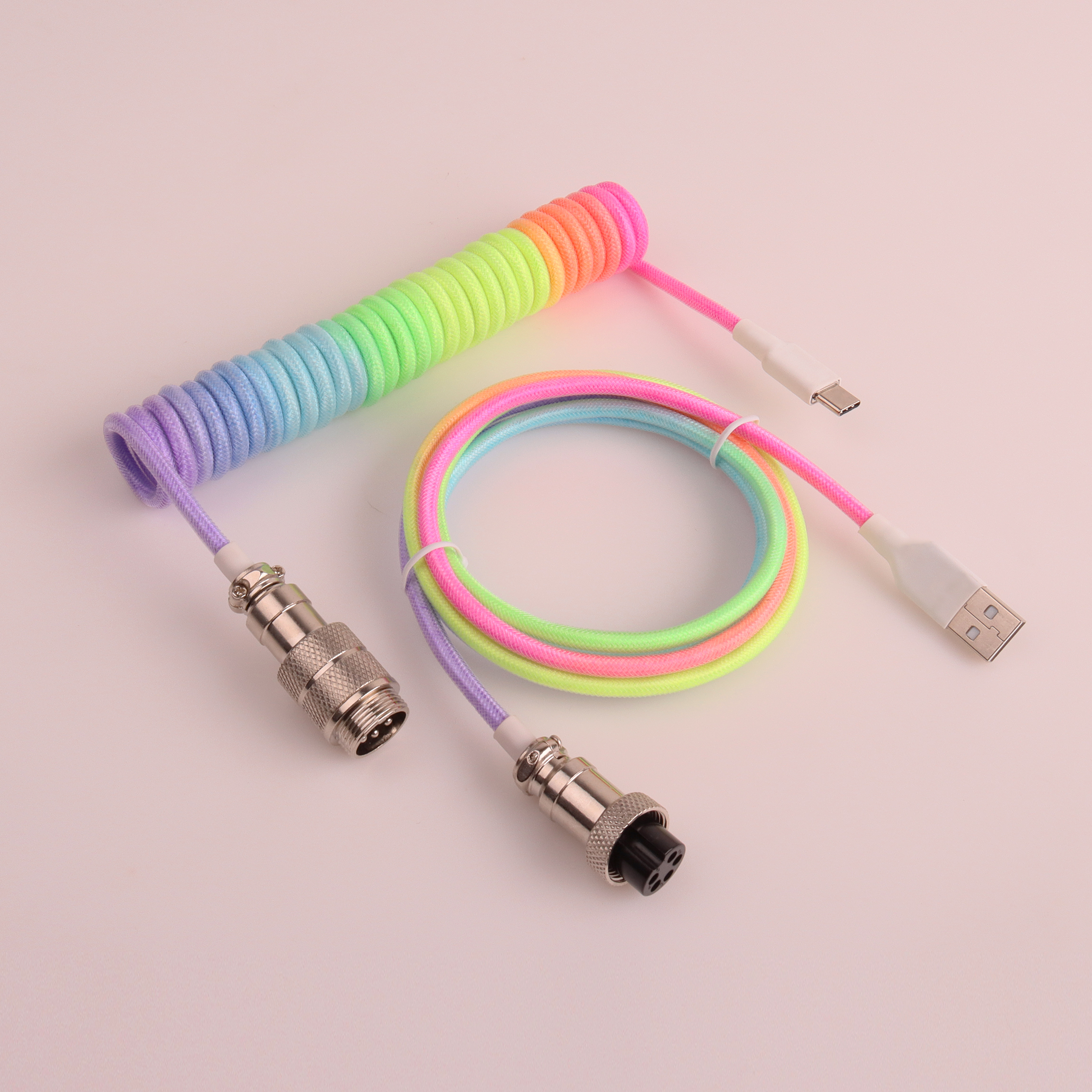 Conector de aviador de Metal LANO, 8 colores, GX16 USB a teclado Tpye C, Cable en espiral, accesorios de escritorio para PC, conector para accesorios de Pc: Otro