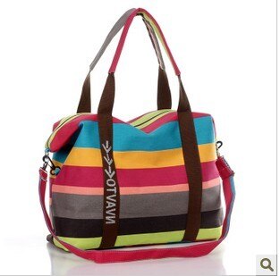 Vrouwen Canvas Schoudertassen Mode Messenger Bags Toevallige Strandtas Gestreepte Shopping Tote Handtas Bolsos Mujer