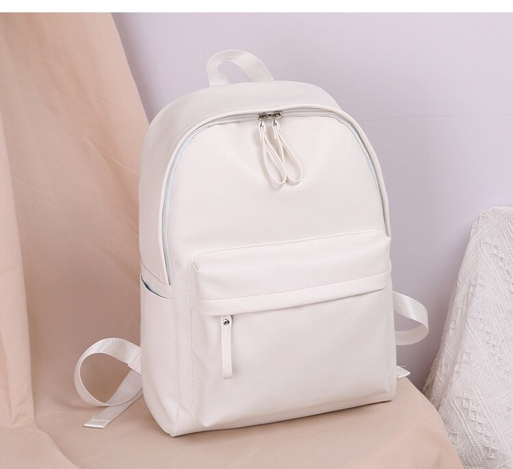 Mochila feminina de couro pu, bolsa ombro escolar de grande capacidade para estudantes