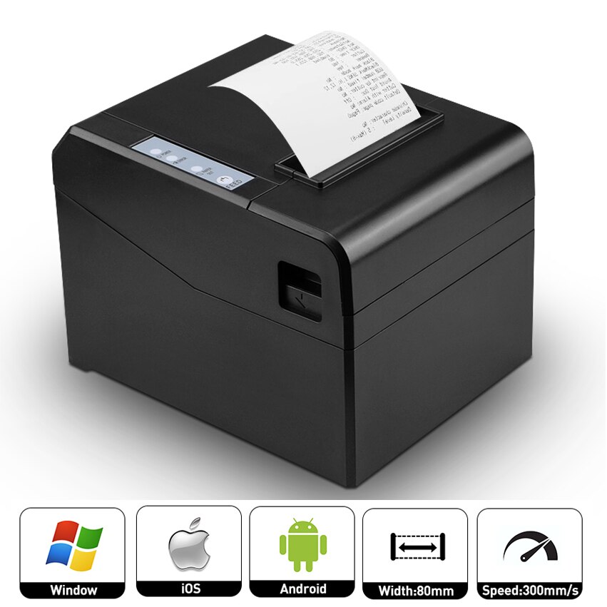Zjiang 80Mm Thermische Ontvangst Barcode Pos Keuken Printer Bluetooth Bill Printers Met Automatische Snijder In Winkel Restaurant 220 Mm/s