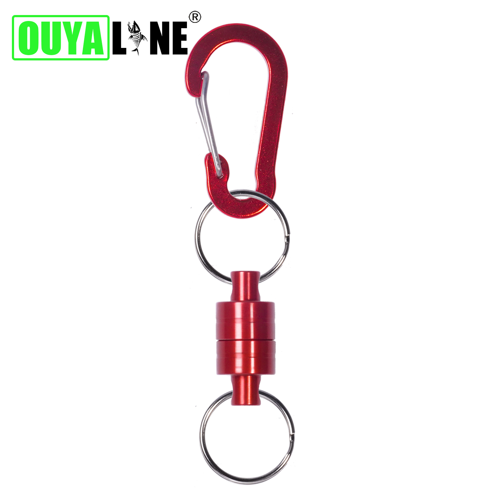 Accesorios de pesca, soporte de liberación de red magnética con cordón en espiral, hebilla de mosquetón de imán fuerte, herramientas de arrastre de cuerda anticaída: Azul cielo
