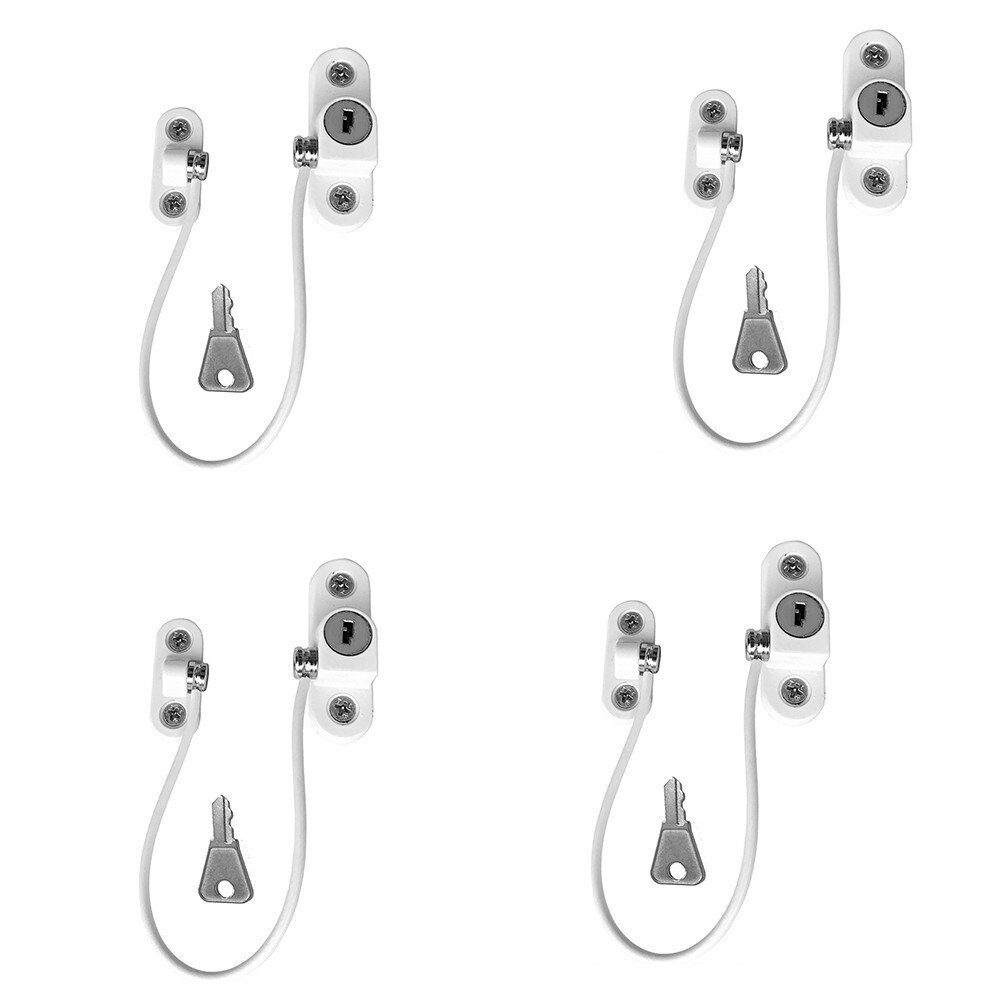 8 unids/set de cerraduras de ventana para niños, correas de bloqueo de armario de protección para niños, limitador de cerraduras de seguridad para bebés de acero inoxidable para ventanas infantiles: WT-4