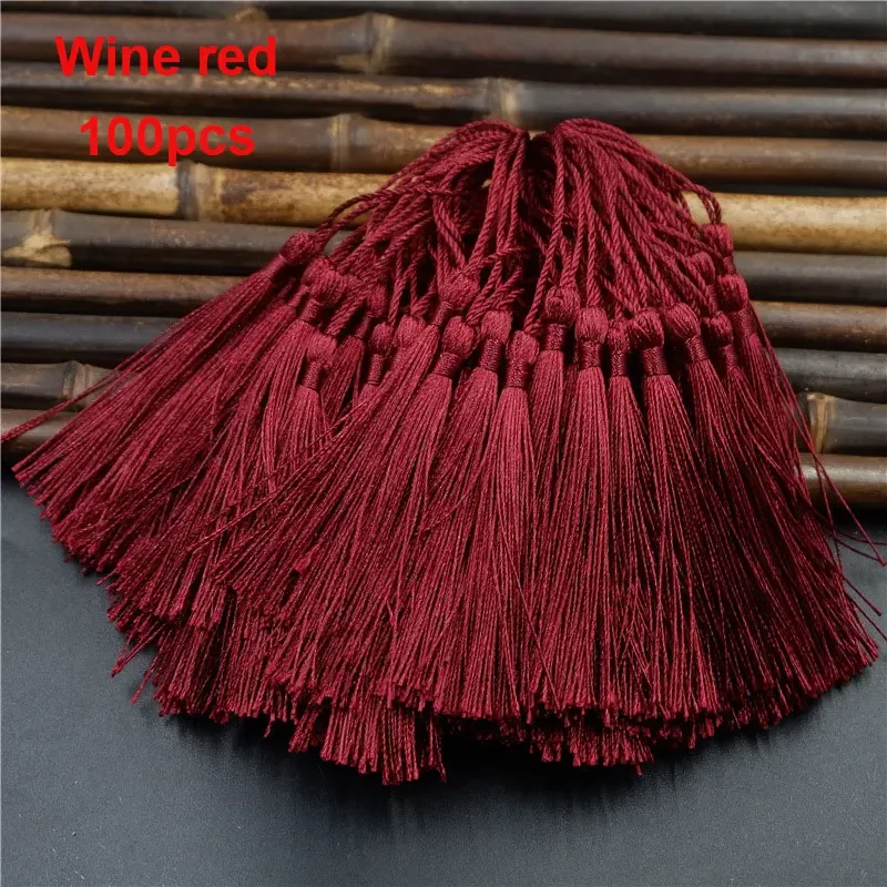 100 Uds. Borlas para marcapáginas, borlas artesanales suaves hechas a mano sedosas con bucles para manualidades DIY, marcapáginas para hacer joyas: Café ligero